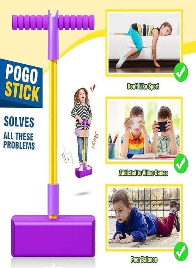 TECH LOGO ELECTRONICS Kids Play Pogo Jumper Fun and Safe Pogo Stick for Toddlers, Durable Foam Bungee Jumping Stick Makes Squeaky Sounds Improves Balance, Bouncing Toy - Multicolor (Purple) - Image 3